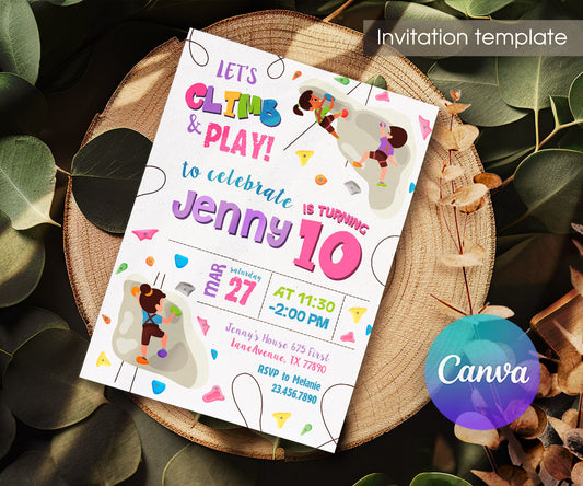 Rock Climbing customizable invitation template | Share or Print | KA757