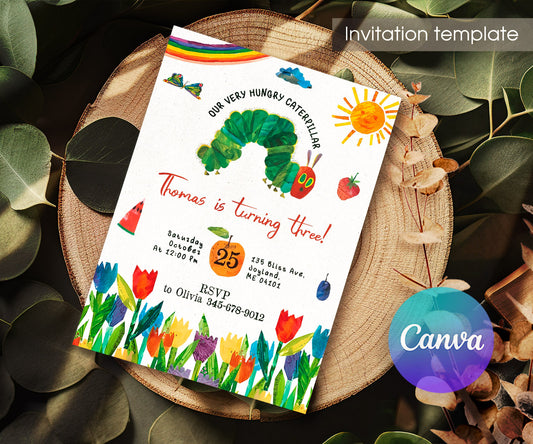 Very Hungry Caterpillar customizable invitation template | Share or Print | OI222