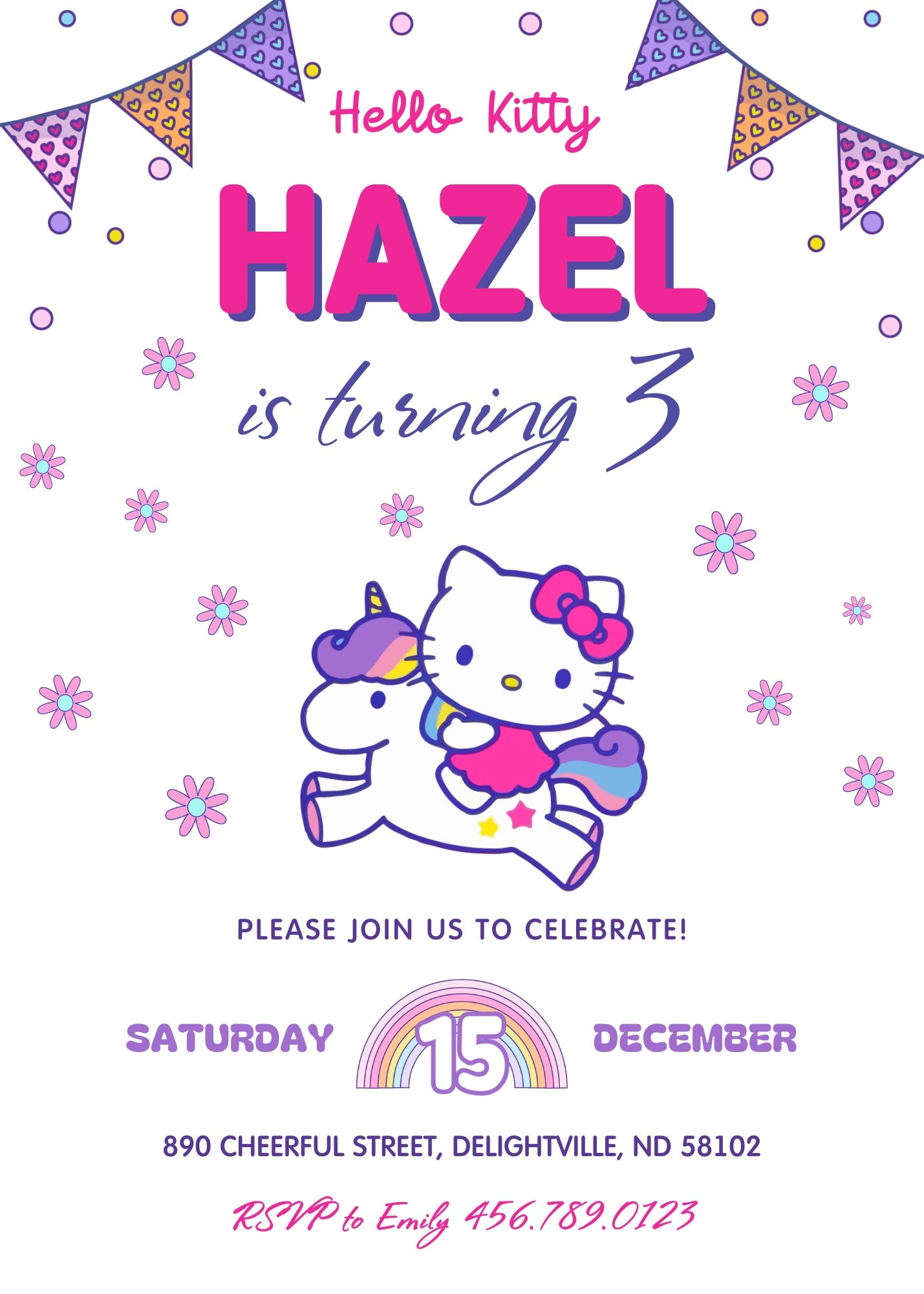 Hello Kitty Sanrio customizable invitation template | Share or Print | NP306