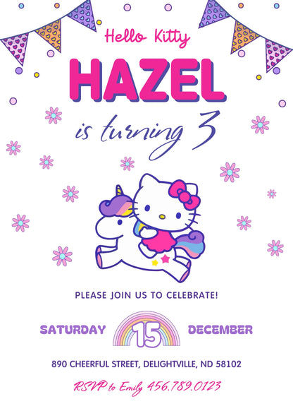 Hello Kitty Sanrio customizable invitation template | Share or Print | NP306