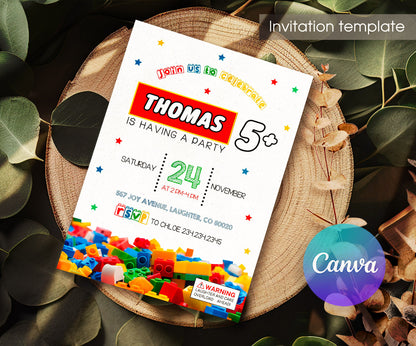 Lego customizable invitation template | Share or Print | OL742