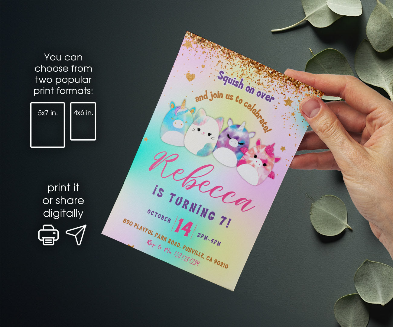 Squishmallows customizable invitation template | Share or Print | CI570