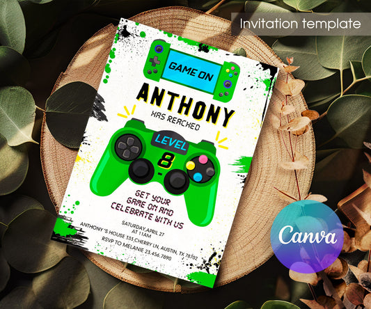 Gamer Party customizable invitation template | Share or Print | boy | KT061