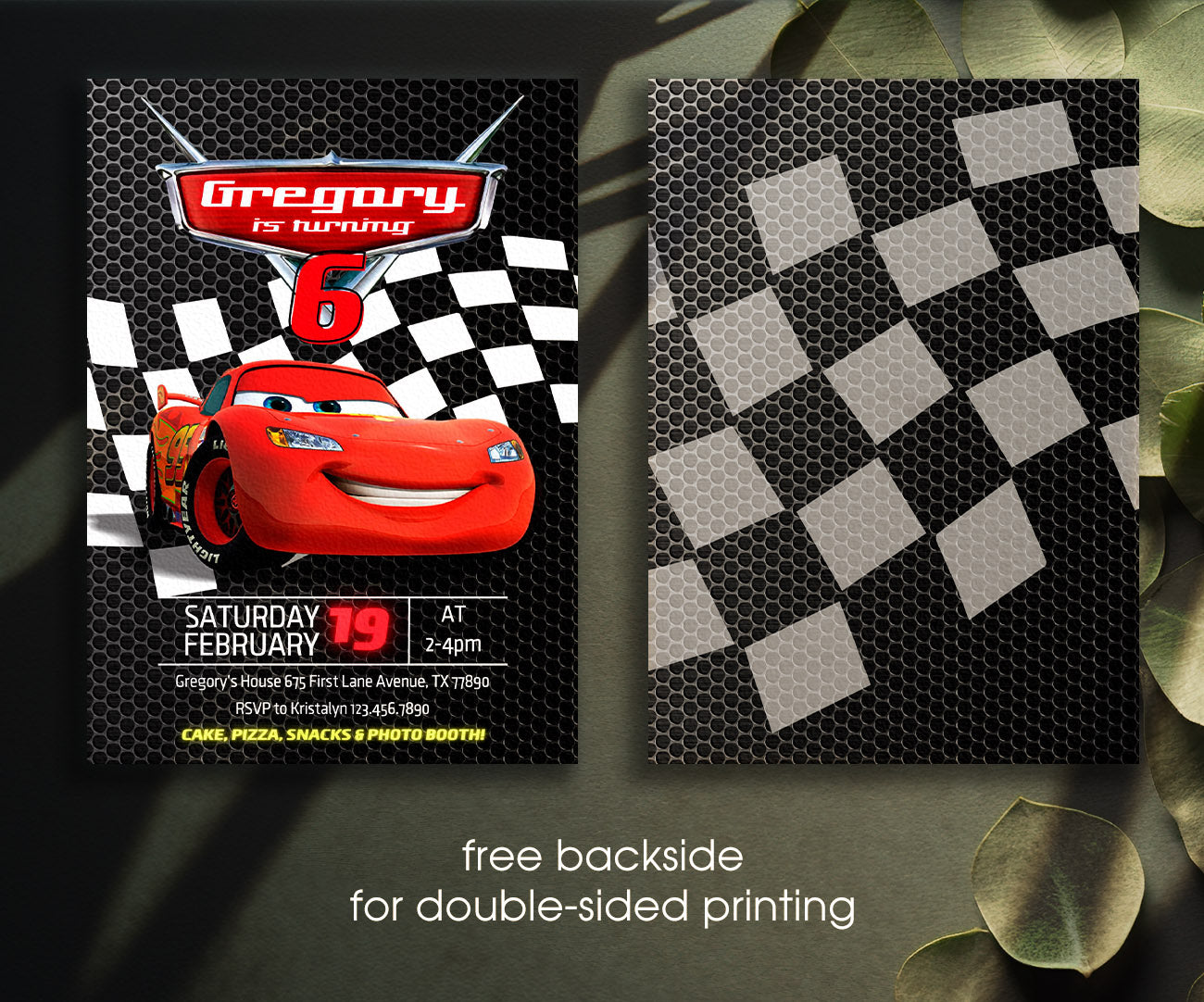 Cars Lightning McQueen customizable invitation template | Share or Print | boy | PC973
