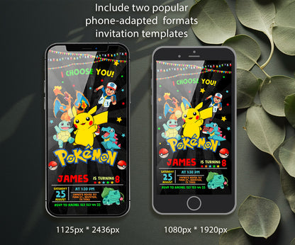 Pokemon Pikachu customizable invitation template | Share or Print | GF092