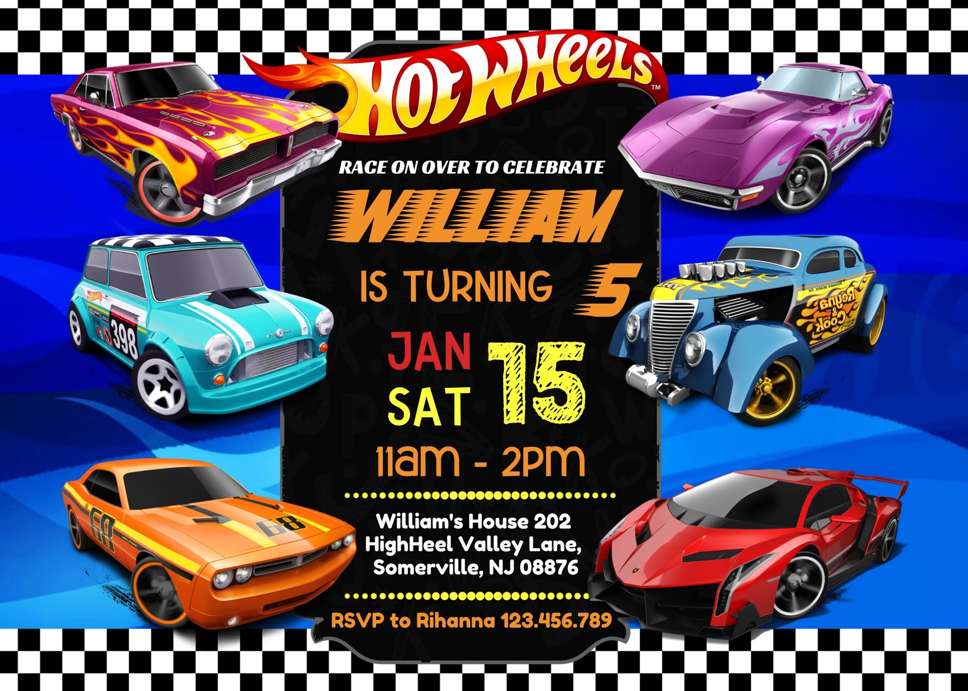 Hot Wheels Racing customizable invitation template | Share or Print | boy | YB434