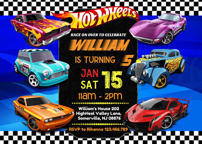 Hot Wheels Racing customizable invitation template | Share or Print | boy | YB434