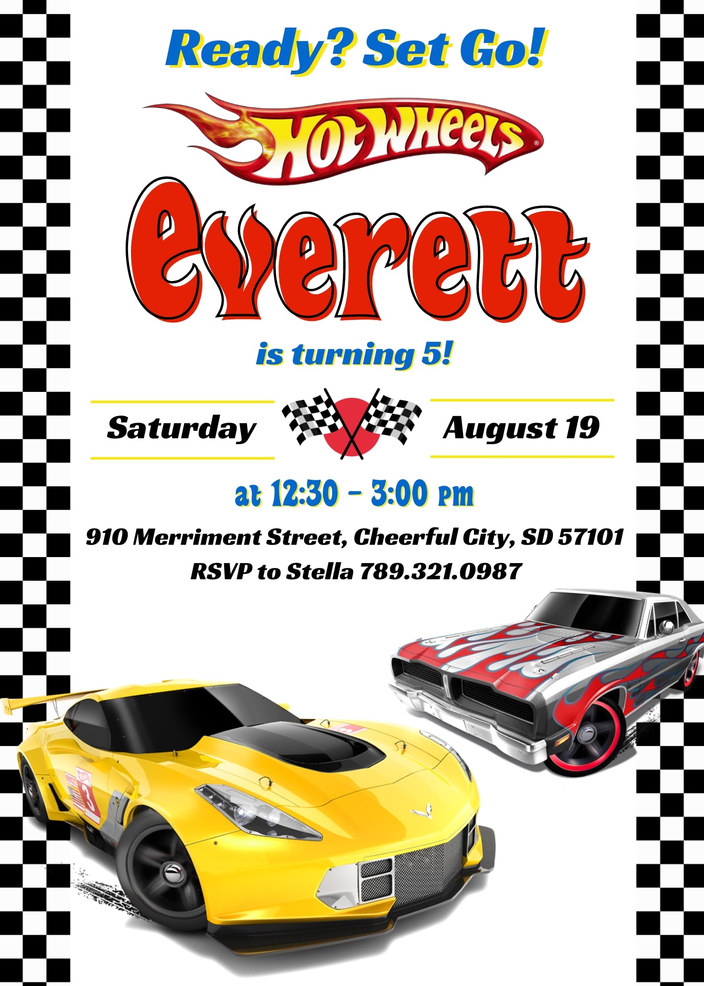 Hot Wheels Racing customizable invitation template | Share or Print | boy | KC322