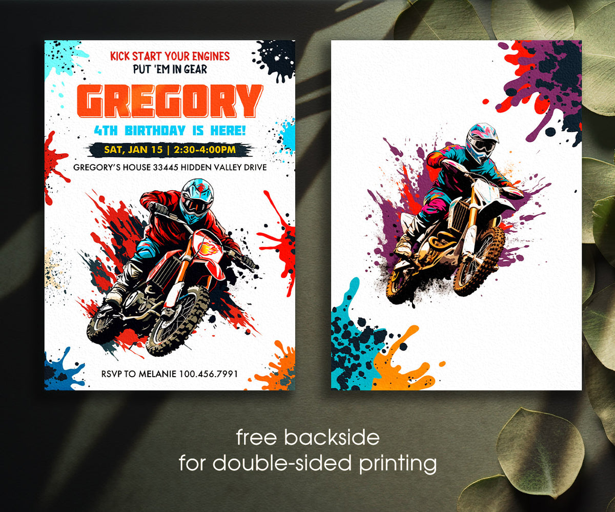 Motocross Extreme customizable invitation template | Share or Print | JX297