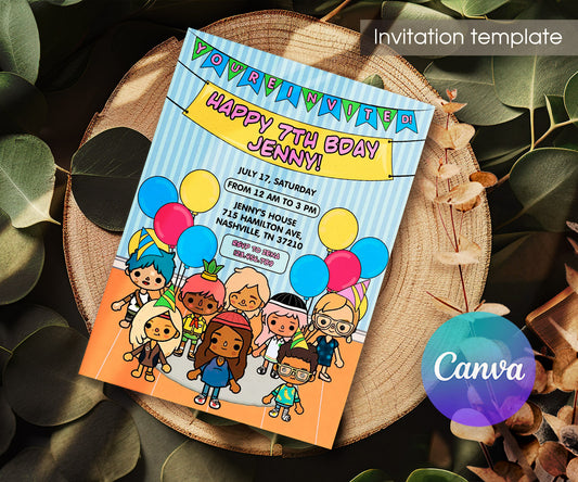 Toca Boca World Gamer customizable invitation template | Share or Print | AT504