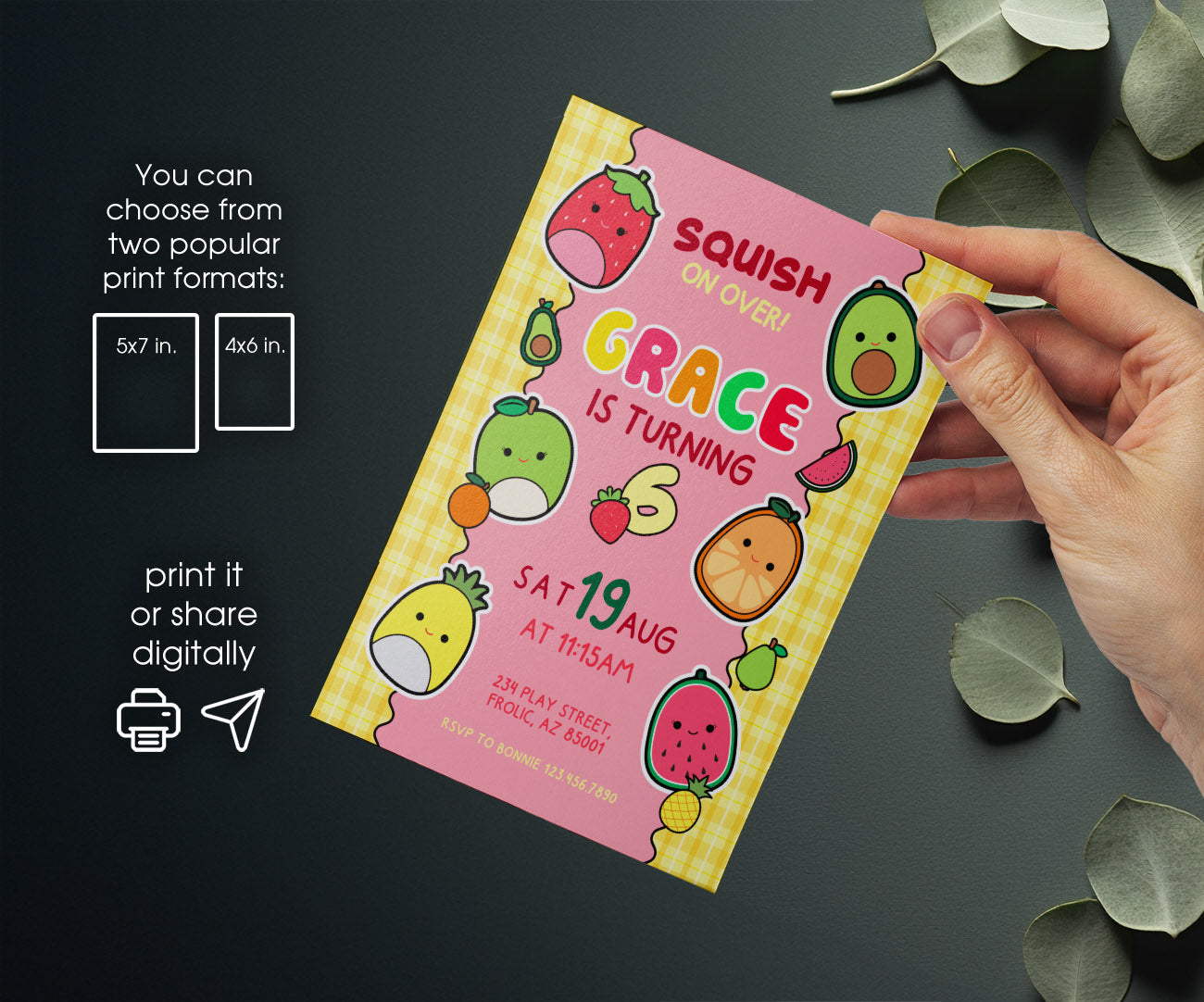 Squishmallows customizable invitation template | Share or Print | RW268