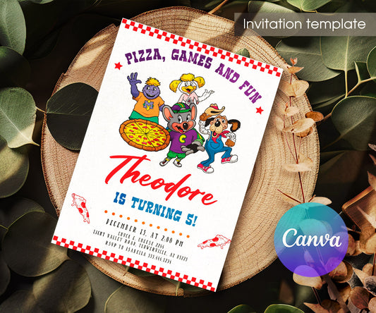 Chuck E. Cheese customizable invitation template | Share or Print | CV836