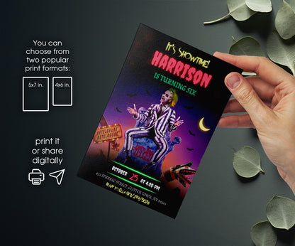 Beetlejuice Halloween customizable invitation template | Share or Print | BT318