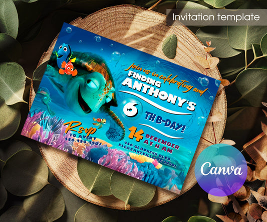 Finding Nemo customizable invitation template | Share or Print | YL786