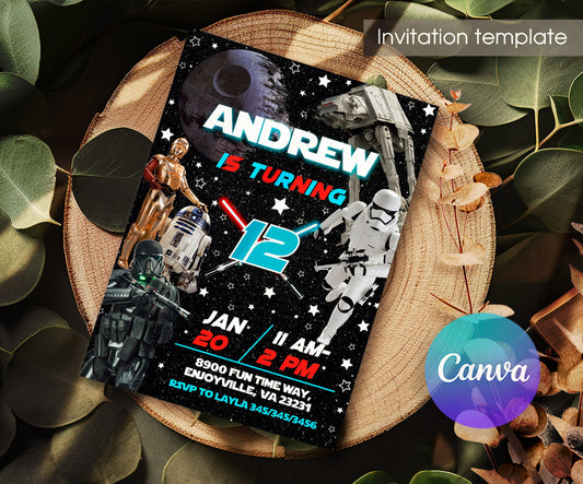 Star Wars Darth Vader customizable invitation template | Share or Print | boy | UX916