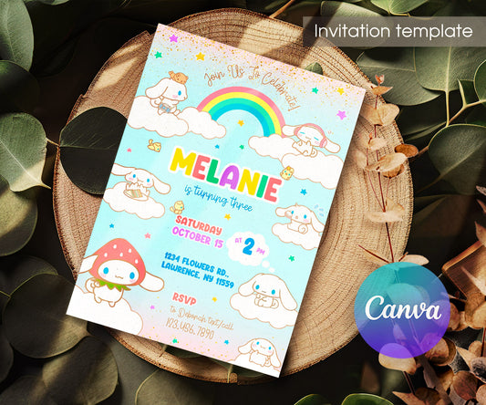 Cinnamoroll Hello Kitty Sanrio customizable invitation template | Share or Print | girl | NG186