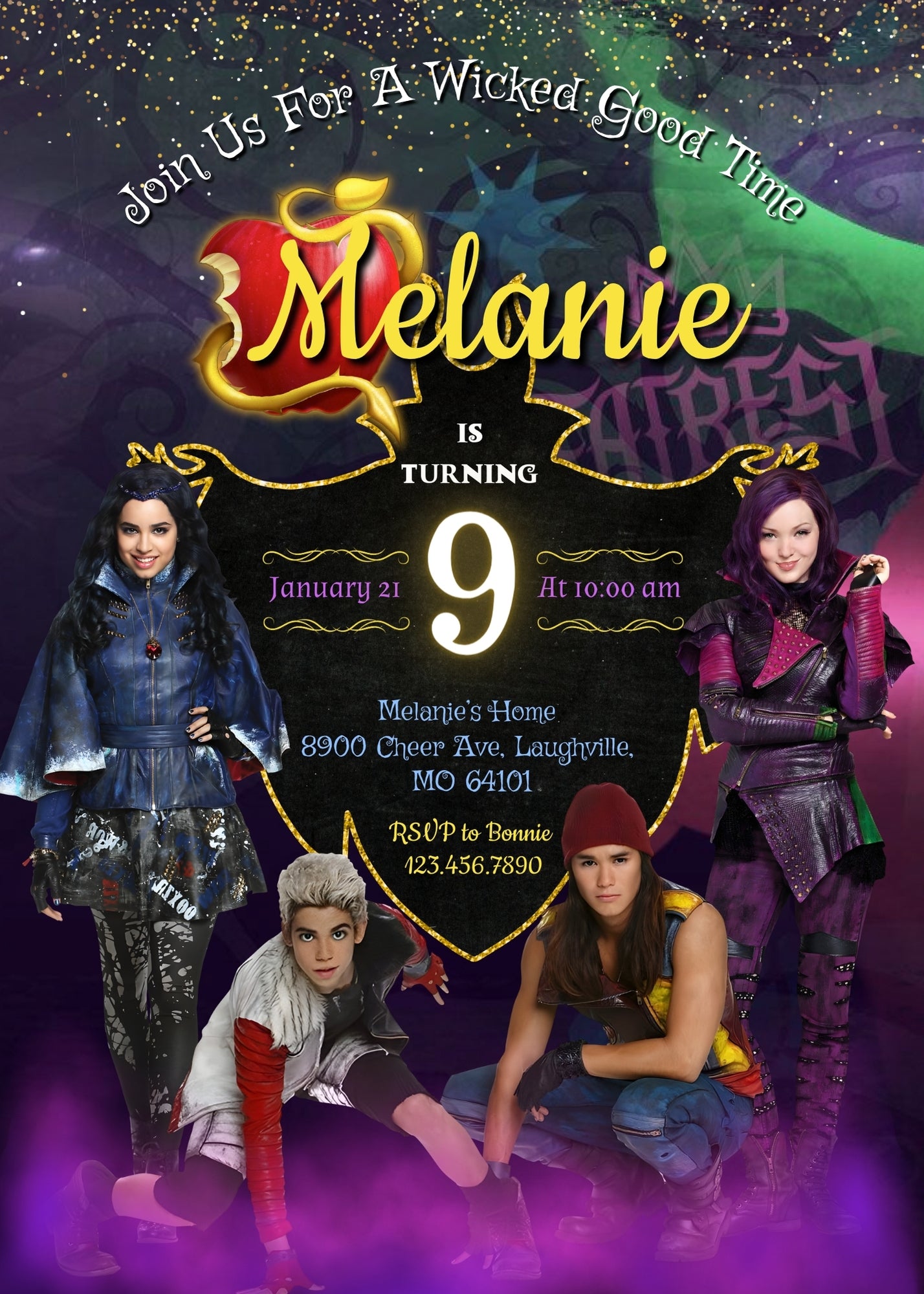 Descendants Disney customizable invitation template | Share or Print | EP907
