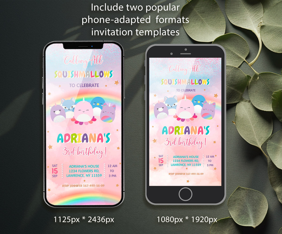 Squishmallows customizable invitation template | Share or Print | KD698