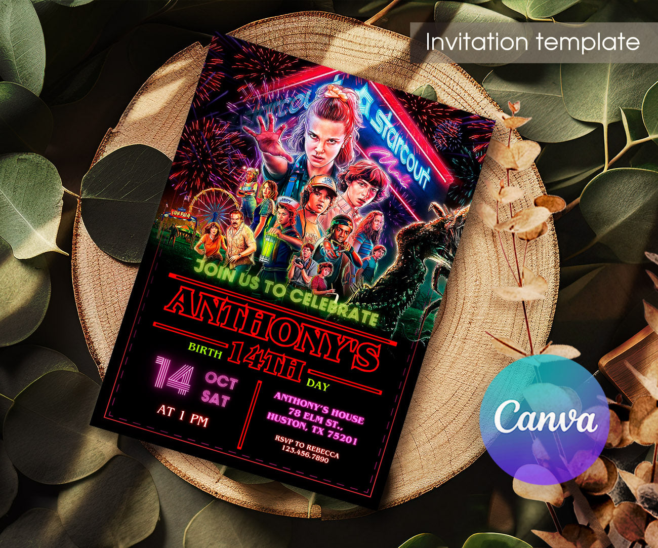 Stranger Things customizable invitation template | Share or Print | DV795