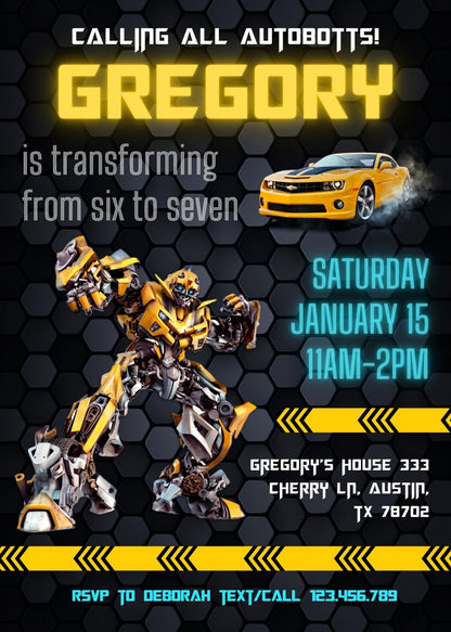 Transformers Rescue Bots customizable invitation template | Share or Print | boy | OB882