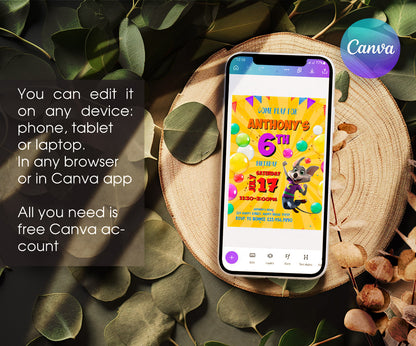 Chuck E. Cheese customizable invitation template | Share or Print | RS533