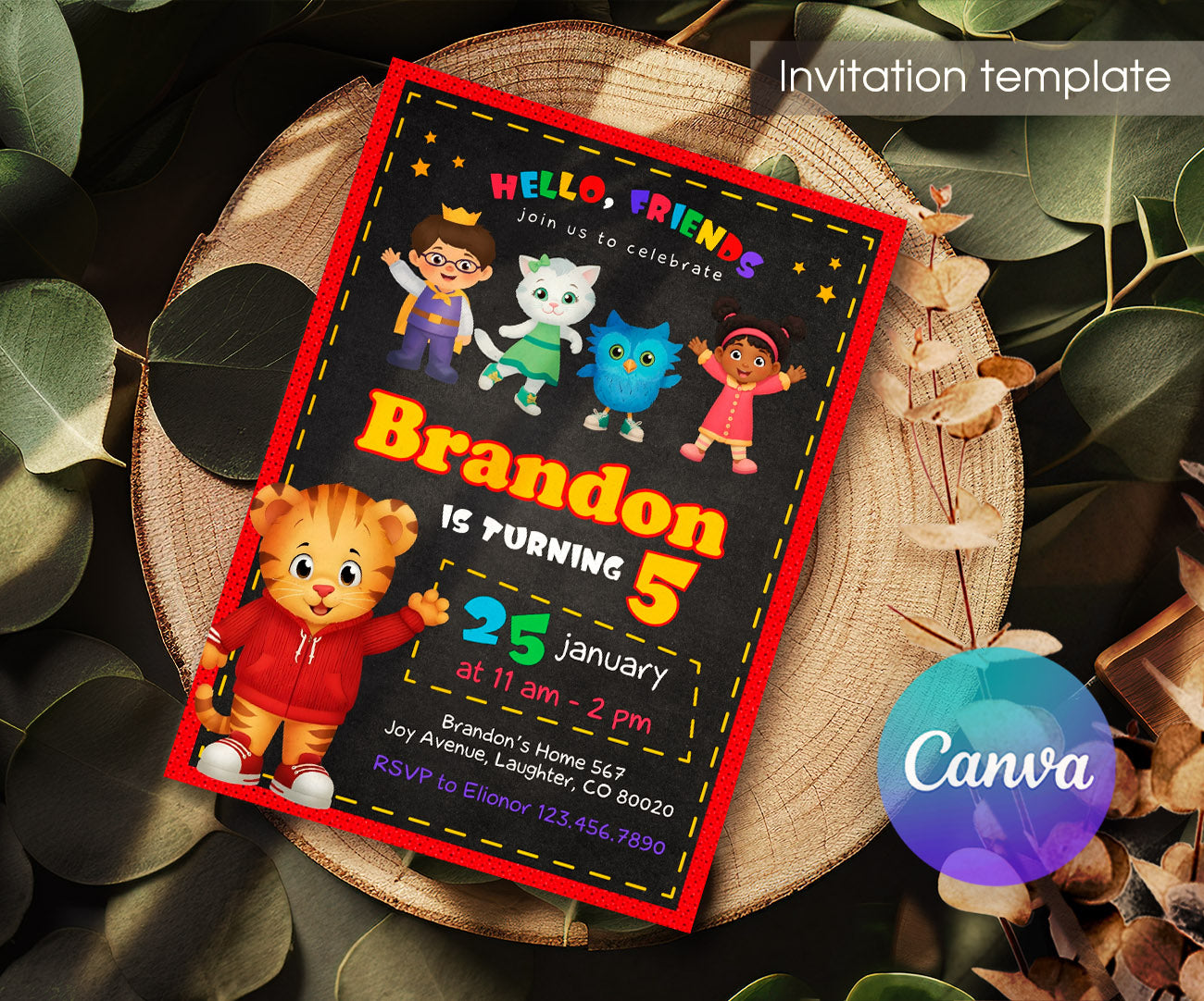 Daniel Tiger's Neighborhood customizable invitation template | Share or Print | WE428