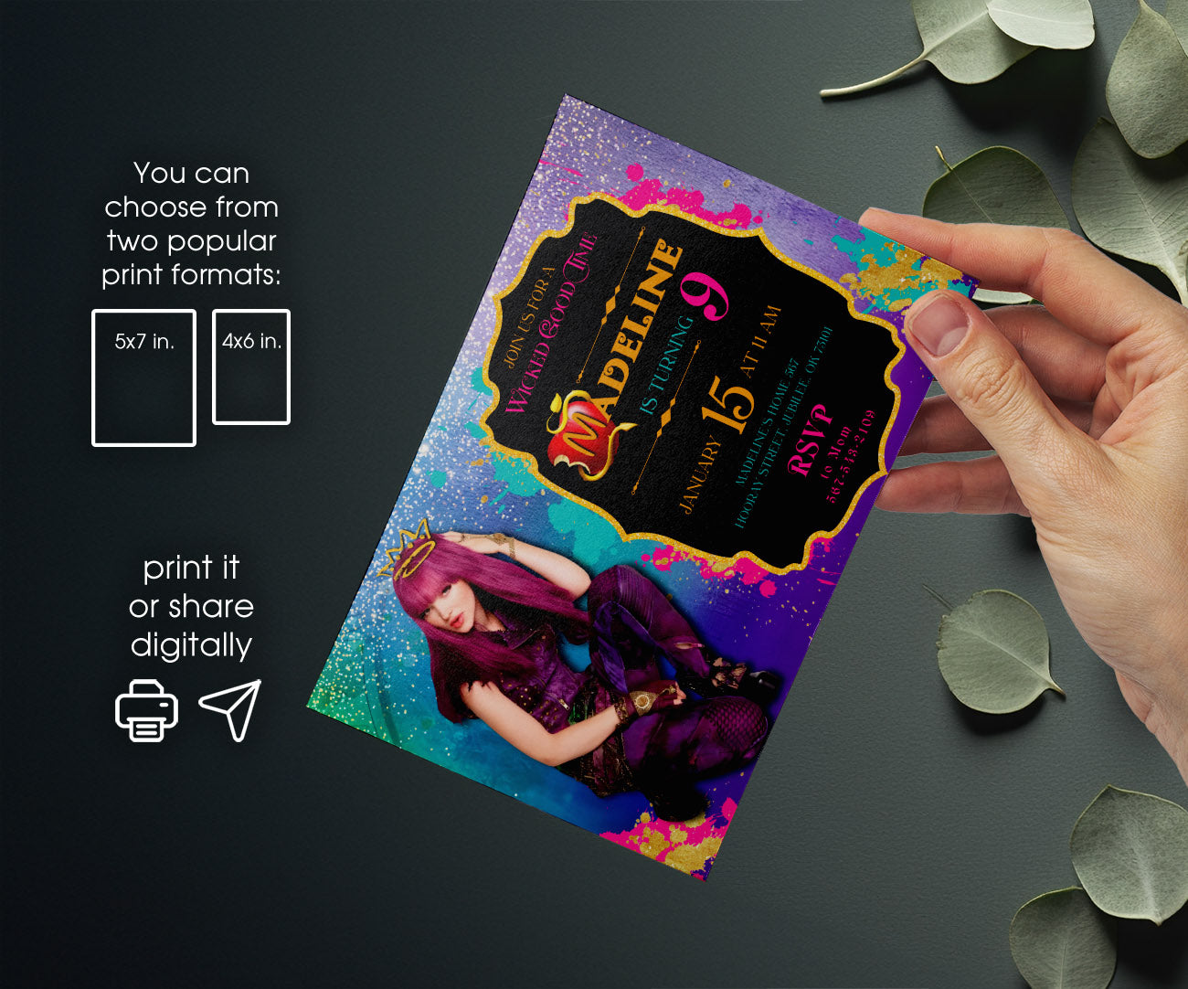 Descendants Disney customizable invitation template | Share or Print | CD880