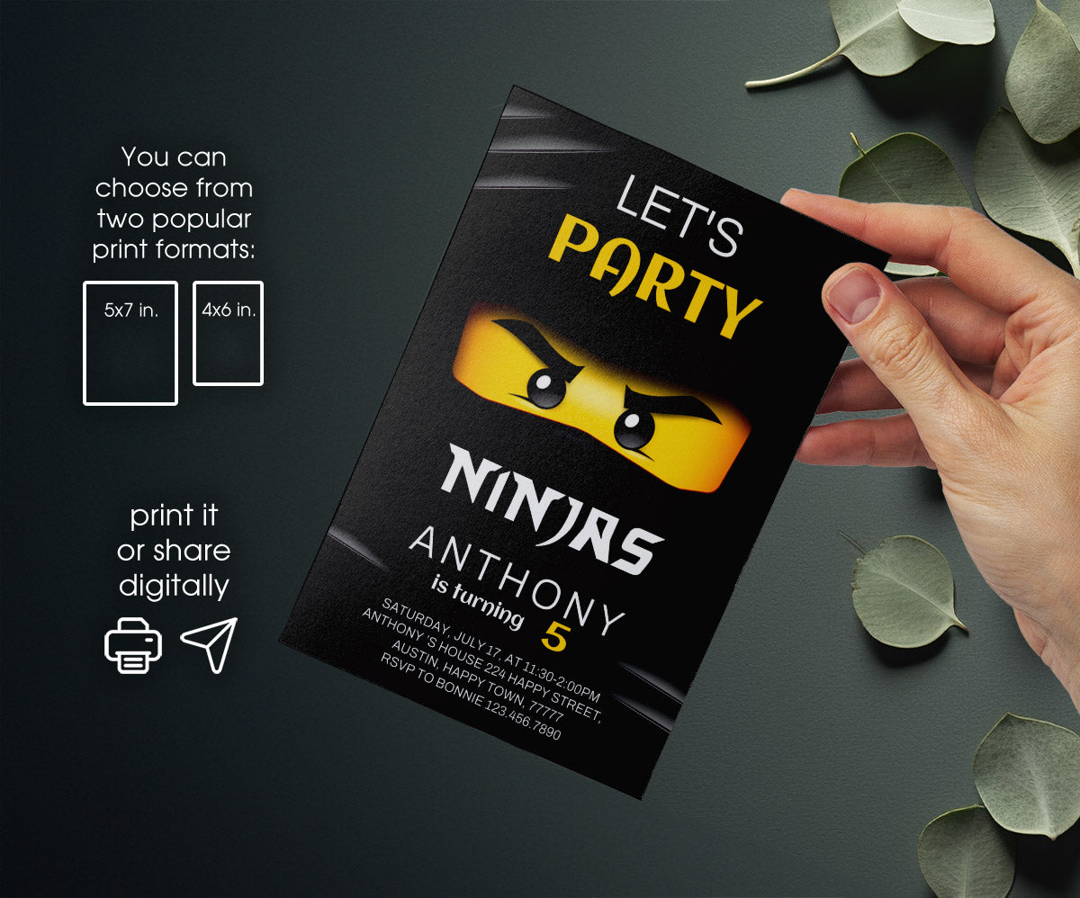 Ninjago Minifigures Lego customizable invitation template | Share or Print | PM513
