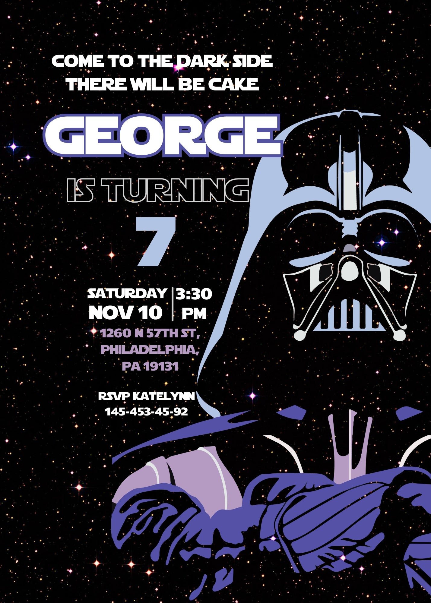 Star Wars Darth Vader customizable invitation template | Share or Print | boy | AS437
