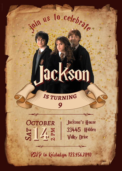 Harry Potter customizable invitation template | Share or Print | VO707