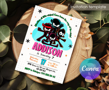 Ninja Kidz TV customizable invitation template | Share or Print | TT629