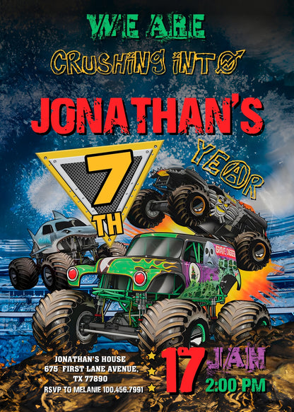 Monster Jam  Monster Truck customizable invitation template | Share or Print | boy | WB565