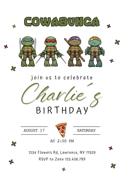 Teenage Mutant Ninja Turtles customizable invitation template | Share or Print | boy | UC269