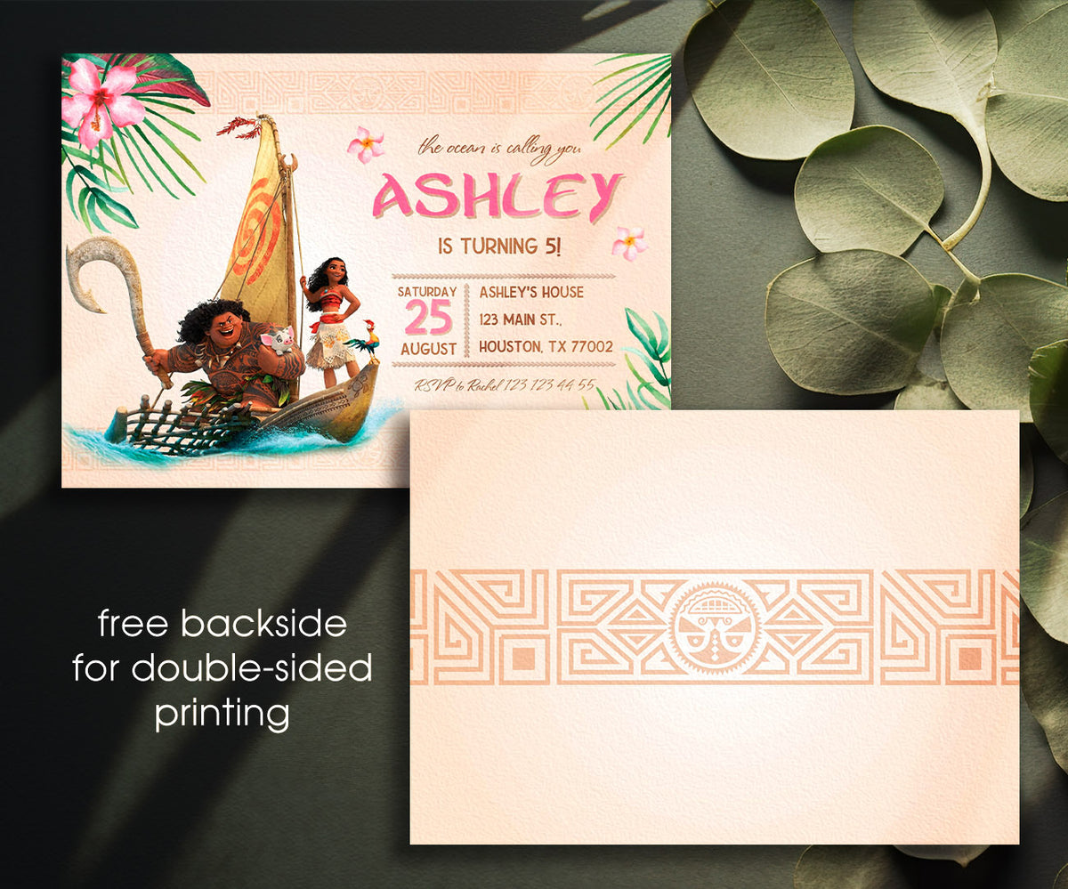 Moana Princess customizable invitation template | Share or Print | girl | WI895