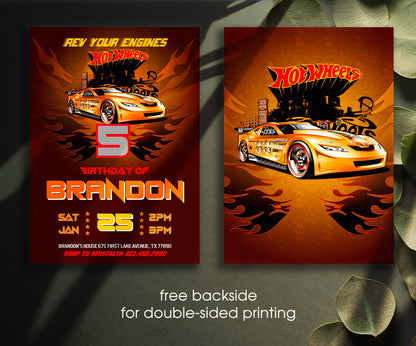 Hot Wheels Racing customizable invitation template | Share or Print | boy | II316