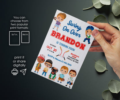 Baseball MLB Sport customizable invitation template | Share or Print | NQ492