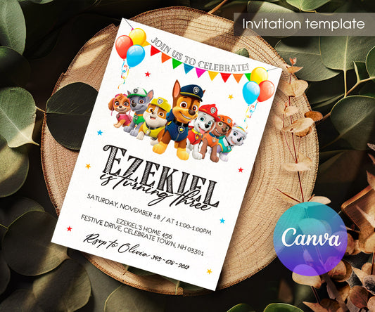 PAW Patrol customizable invitation template | Share or Print | IW193