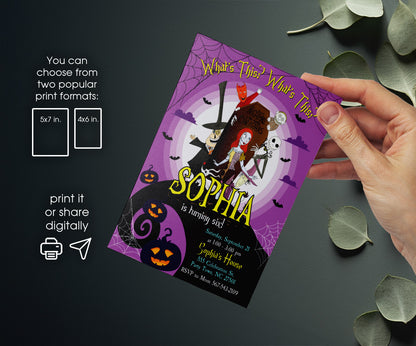 The Nightmare Before Christmas Halloween customizable invitation template | Share or Print | XJ610