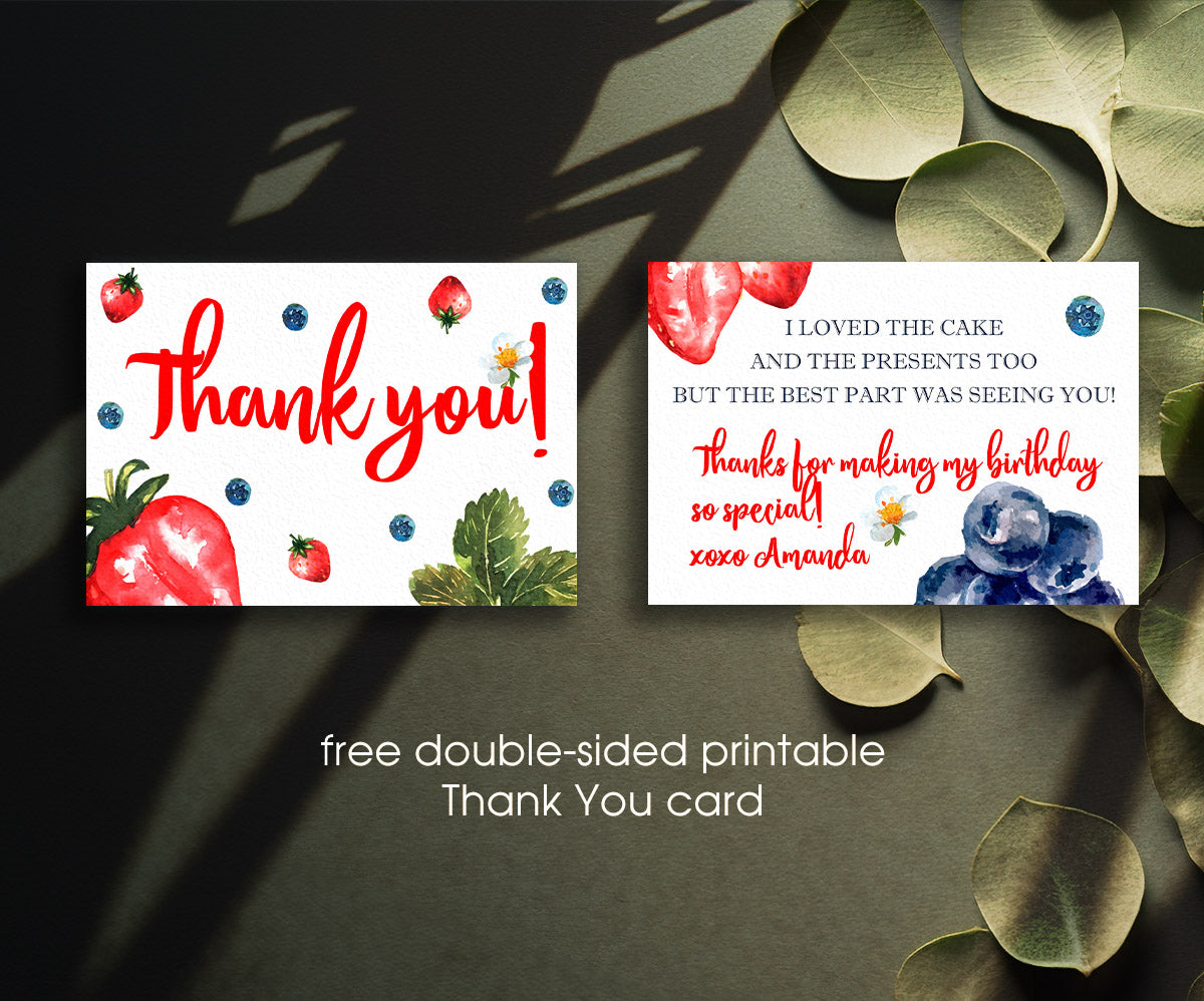 Berry First Birthday customizable invitation template | Share or Print | girl | GC920
