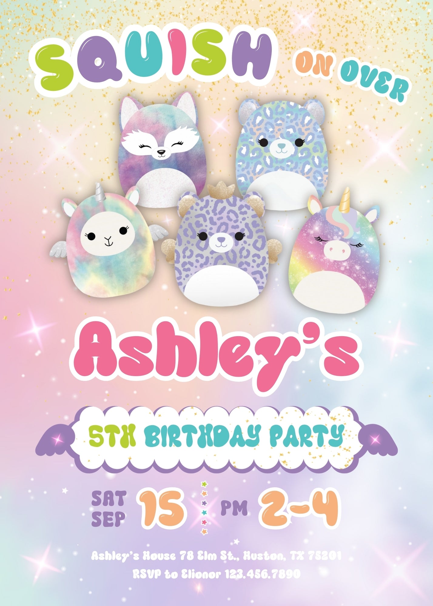 Squishmallows customizable invitation template | Share or Print | YF893