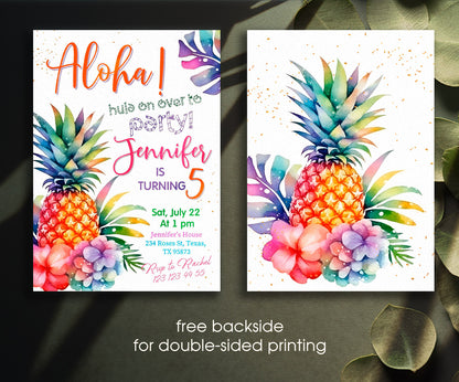 Aloha Luau Party customizable invitation template | Share or Print | girl | UI492
