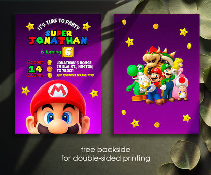 Super Mario Bros customizable invitation template | Share or Print | LZ474