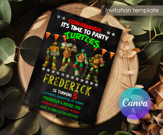 Teenage Mutant Ninja Turtles customizable invitation template | Share or Print | boy | CT140