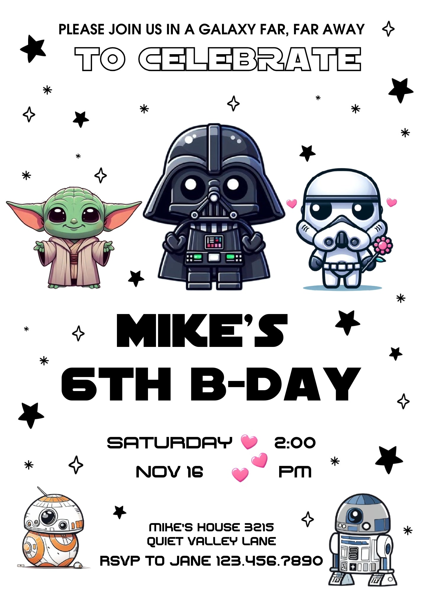 Star Wars Darth Vader customizable invitation template | Share or Print | boy | HU236