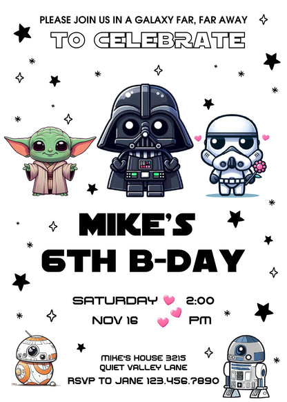 Star Wars Darth Vader customizable invitation template | Share or Print | boy | HU236