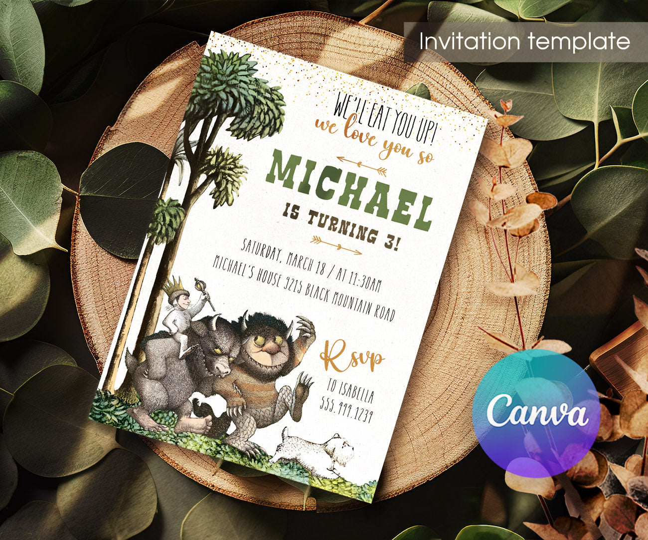 Where The Wild Things Are Maurice Sendak customizable invitation template | Share or Print | SB966