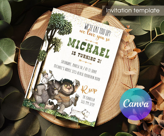 Where The Wild Things Are Maurice Sendak customizable invitation template | Share or Print | SB966