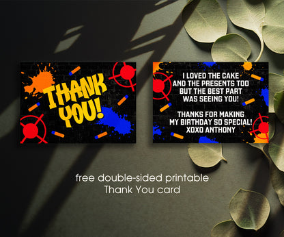 NERF Dart Wars customizable invitation template | Share or Print | boy | QX390