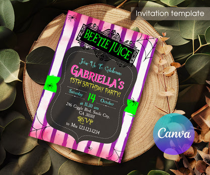 Beetlejuice Halloween customizable invitation template | Share or Print | KF650