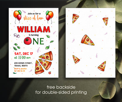 Pizza 1st Party customizable invitation template | Share or Print | RG261